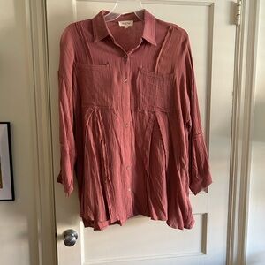 Peach Love California Rose Button-Down Tunic